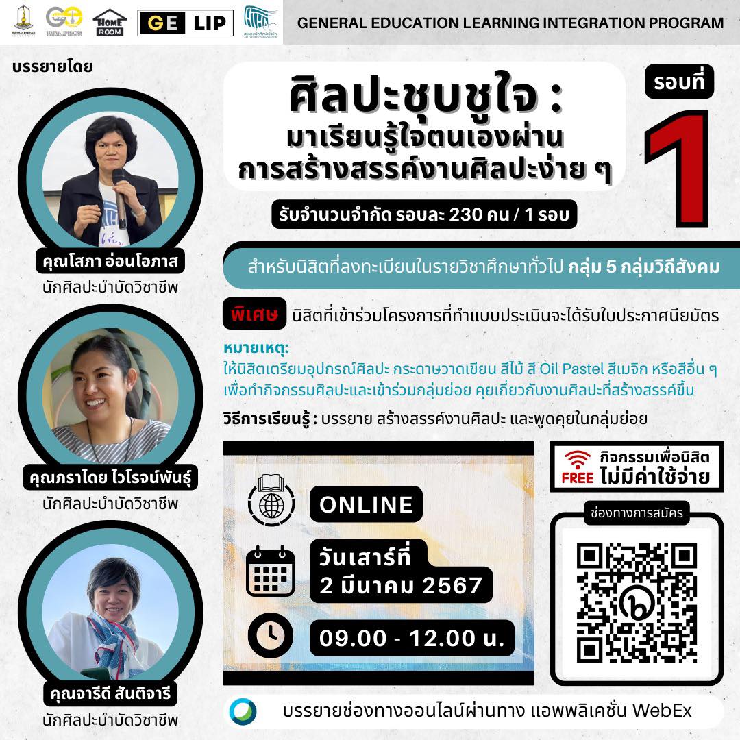 ศิลปะชุบชูใจ : มาเรียนรู้ใจตนเองผ่านการสร้างสรรค์งานศิลปะง่าย ๆ รอบที่ 1
